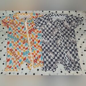 (2) Strictly Wild Bamboo Pajama Zippy Zippered Size 3-6 Months Lot Of Bike Moto